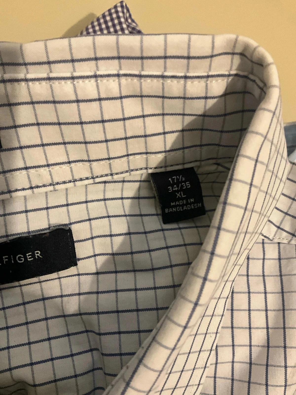Chemise Tommy Hilfiger Regular Fit XL Chic 100% Coton Carreaux Blanc Bleu Marine – photo 14